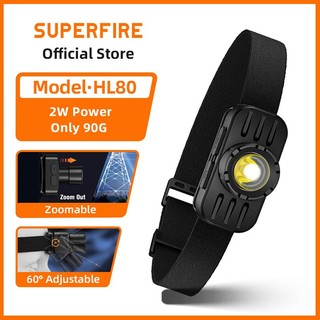  Superfire HL80 2W Sạc Đèn Pha Zoom Ống Kính Mini Siêu Sáng LED Đèn Pha USB Ngoài Trời Chống Thấm Nước Đèn Pin 
