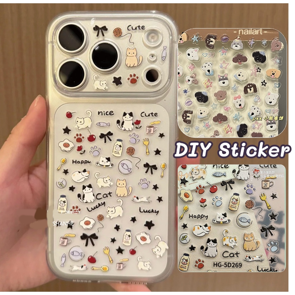 Ins Dễ Thương Bò Mèo Giảm 3D Dán Ins Mèo Con Dễ Thương DIY Vỏ Điện Thoại Máy Tính Bảng Dán Thích Hợp