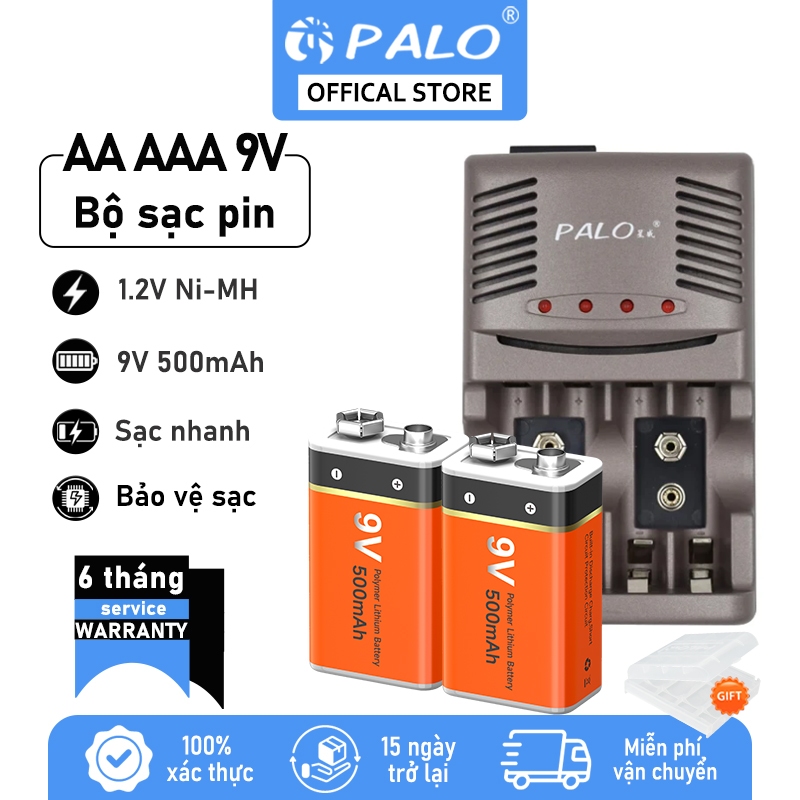 Sạc pin PALO 819 đa chức năng có thể sạc pin sạc 1.2V Pin sạc 9V