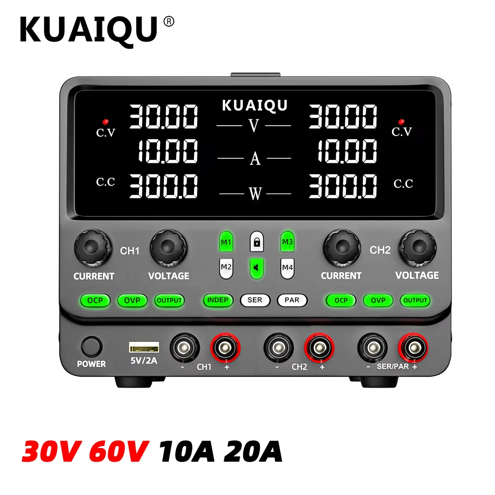 Bộ nguồn DC kép KUAIQU SPPS3010-2KD 600W 0-30V / 10A * 2 & 60V / 10A Hoặc 30V / 20A Dòng một phím / 