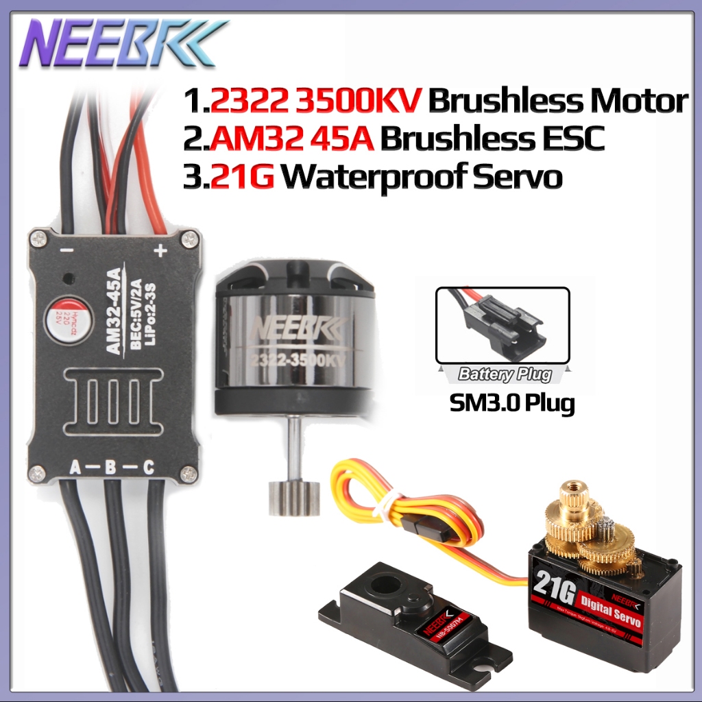 NEEBRC 2322 3500KV Động cơ không chổi than AM32 45A ESC 21G Servo chống nước cho 1 / 12 RC Xe bánh x