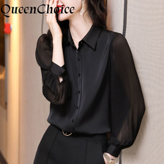  Áo sơ mi nữ dài tay màu đen trơn dành cho nữ Áo sơ mi voan công sở 