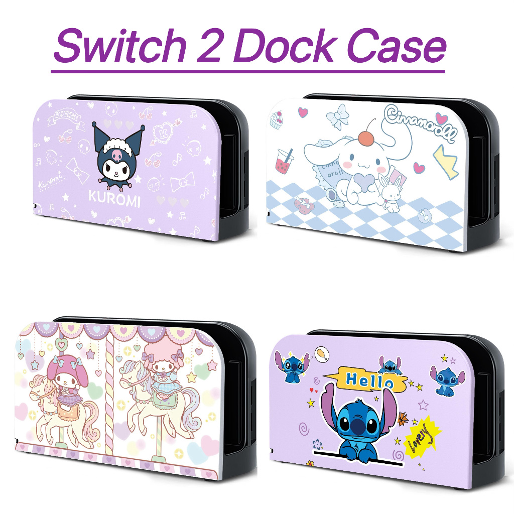 Ốp lưng Switch2 Dock Station, Nintendo Switch 2 Kuromi Pokemon Theme Cover Case tương thích với NS2 