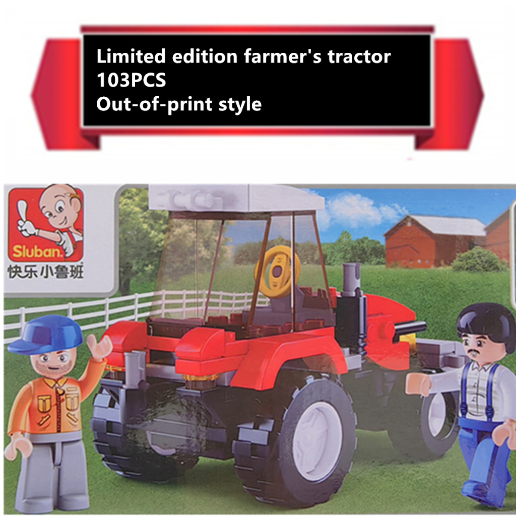 Bộ đồ chơi khối xây dựng Sluban 103 mảnh Sluban, bộ xây dựng máy kéo nông dân B0556, đồ chơi trẻ em 