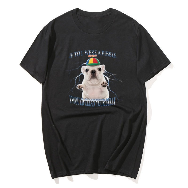 Ngộ nghĩnh Dễ Thương Pibble In Hình Áo Thun Bé Pháp Bulldog Áo Thời Trang Áo Thun Nữ Tay Ngắn Cotton