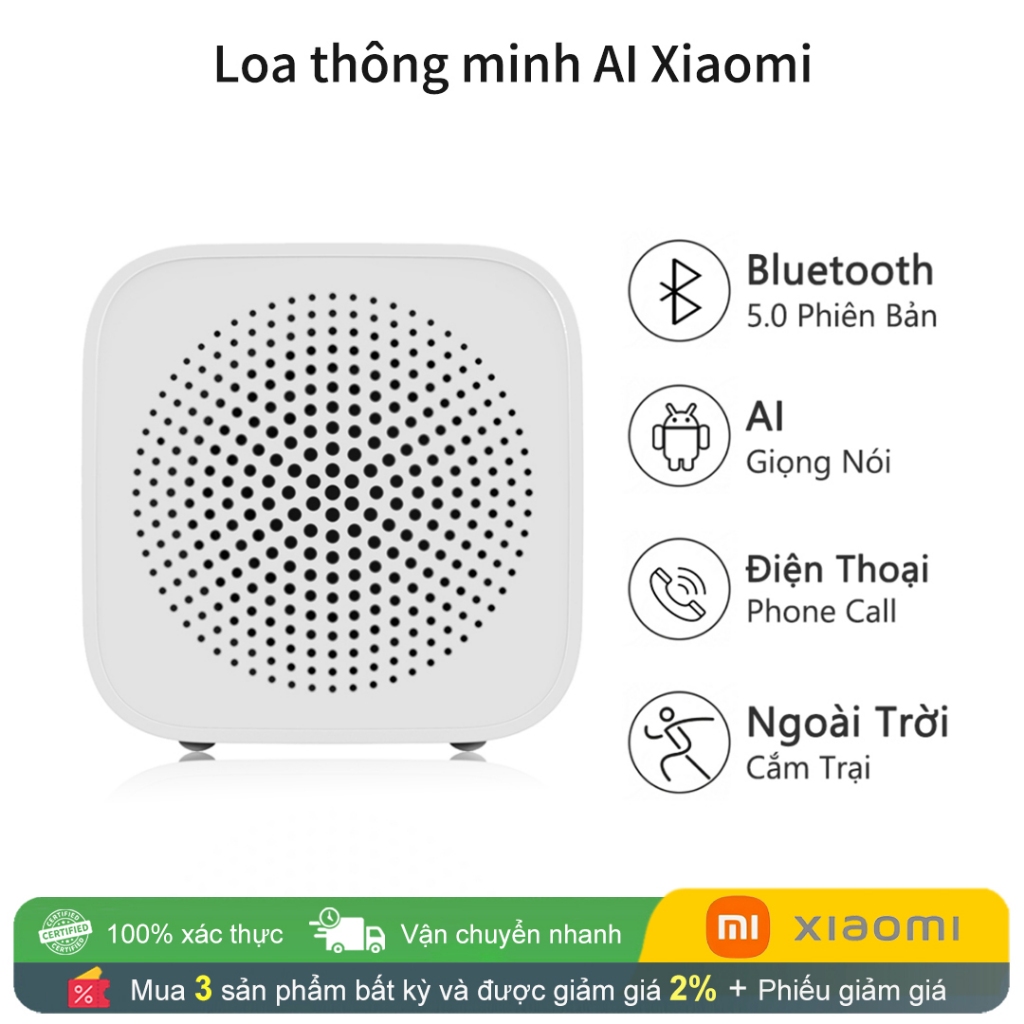 Loa Bluetooth không dây Xiaomi AI, Điều khiển bằng giọng nói thông minh, rảnh tay, Bluetooth 5.0, Di động, để làm việc ngoài trời