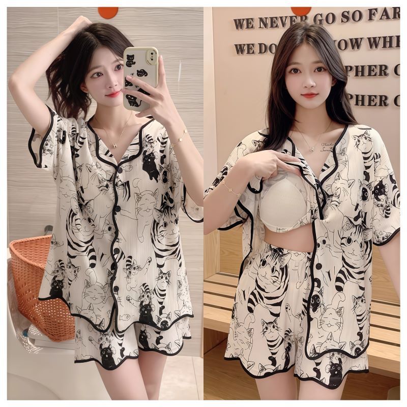 Áo khoác ngủ nữ in hoa dễ thương