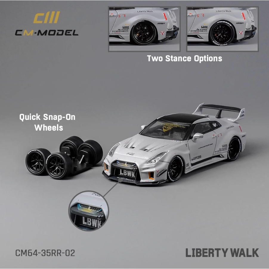 CM Model 1: 64 Nissan GTR R35 RR Combat Grey LB Thân Rộng Hợp Kim Xe Mô Hình Tác Phẩm Nghệ Thuật