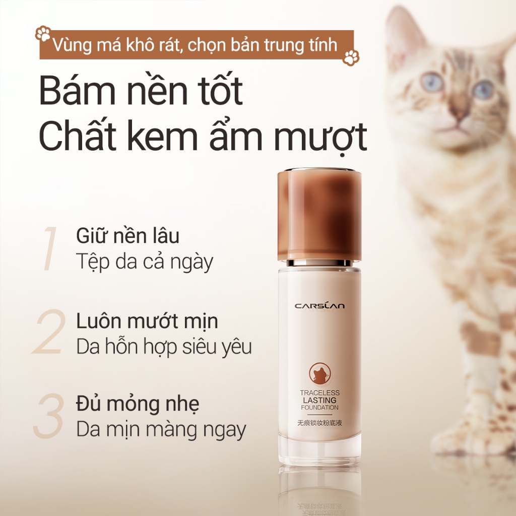 Kem nền Lasting CARSLAN dưỡng ẩm kiểm soát dầu che phủ toàn diện lâu trôi suốt 24 giờ kích thước mini 5g | BigBuy360 - bigbuy360.vn