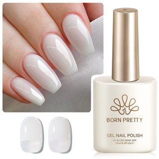 BORN PRETTY 15ml Sữa Trắng Thạch Khỏa Thân Gel Sơn Móng Tay Màu Hồng Mờ Khỏa Thân Làm Móng Tay UV LED Bán Vĩnh Viễn Ngâm Tắt 