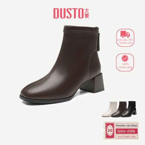 Giày Bốt DUSTO Nữ Giày Cao Gót Dày Dây Kéo Thoải Mái DW25D0010A