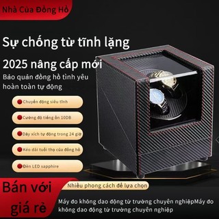 [Vận chuyển nhanh] Hộp xoay đồng hồ cơ mặt số kép Mặt số bằng da cao cấp có nắp Mặt số xoay được