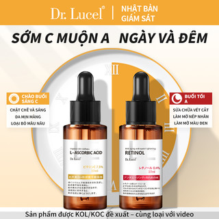  Nhật Bản DR.Lucel SÁNG DÙNG VITAMIN C TỐI DÙNG RETINOL Double A Chai True C Chai Tinh Chất Làm Trắng Da Chống Nhăn Chống Oxy Hóa Bộ Chăm Sóc Da Chống lão hóa37ml+37ml 
