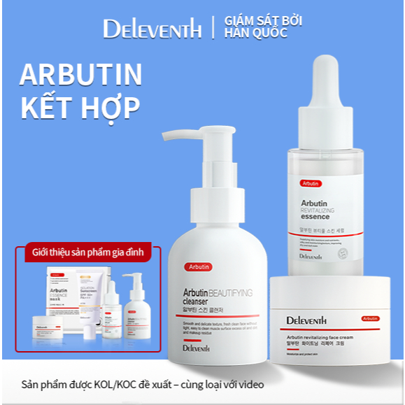 Set Arbutin kết hợp dưỡng trắng DELEVENTH + giảm mụn + sữa rửa mặt giảm thâm 100ml + serum 37g + kem