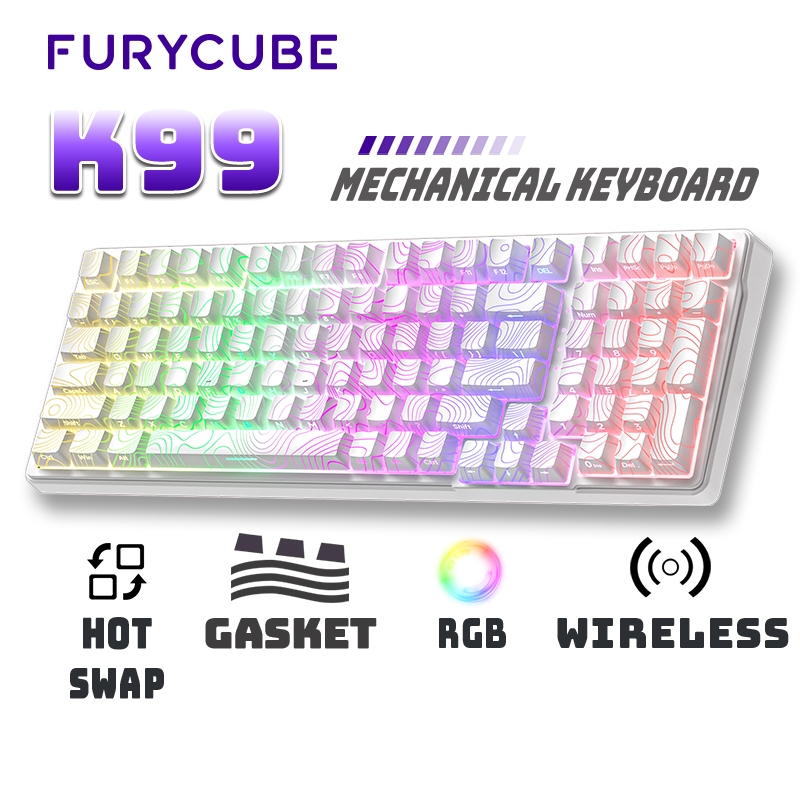 FURYCUBE K99 PRO Bàn phím cơ Bàn phím chơi game không dây RGB Gasket