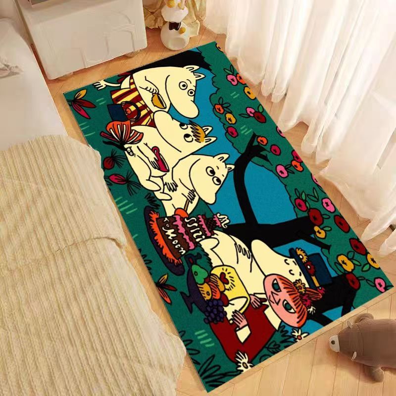 Moomin Family Moomin Bedside Foot Mat Anime Hai Chiều Yamei Thảm Chống Trơn Trượt Dễ Thương