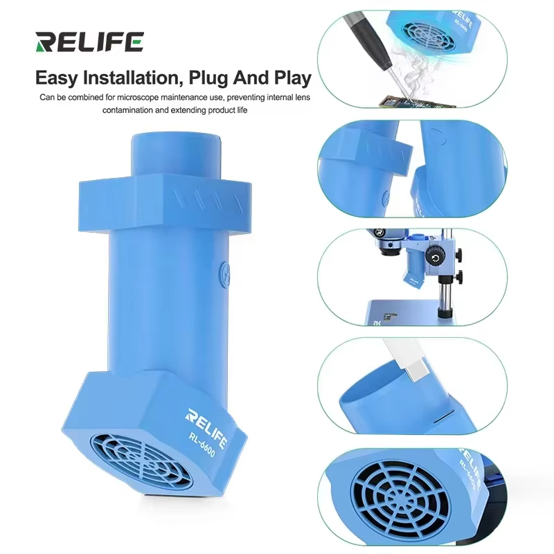 RELLIFE RL-6600 Kính hiển vi Hút khói Công cụ xả khói mạnh mẽ cho kính hiển vi Hàn và sửa chữa quạt 