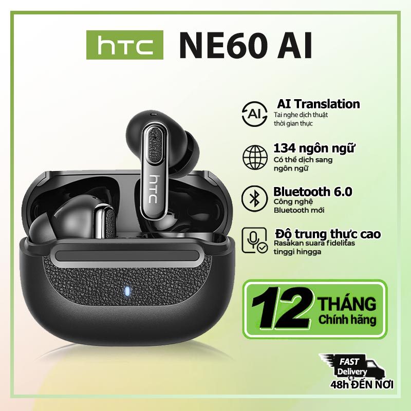 HTC NE60 Tai nghe dịch thuật AI Tai nghe không dây Bluetooth 6.0 Chống ồn chủ động ANC Thời lượng pin 32 giờ Khả năng chống nước IPX5 Tai nghe chơi game | BigBuy360 - bigbuy360.vn