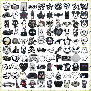 Hot 1 Chiếc Đen Trắng Series Giày Quyến Rũ Phụ Kiện Trang Trí Dép Dép Khóa Quà Tặng