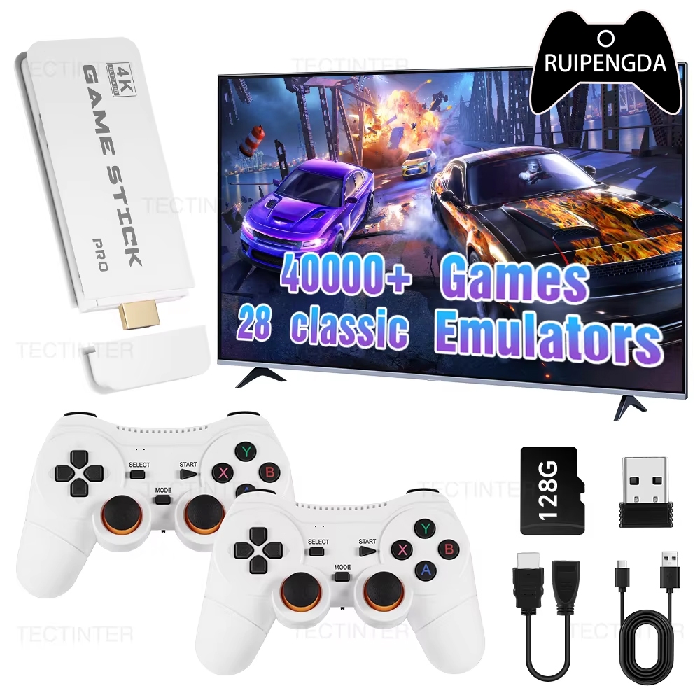 M15 Pro Game Stick Mini TV 4K HD Retro Video Game Console 128G 40000 + Trò chơi Người chơi game cầm 