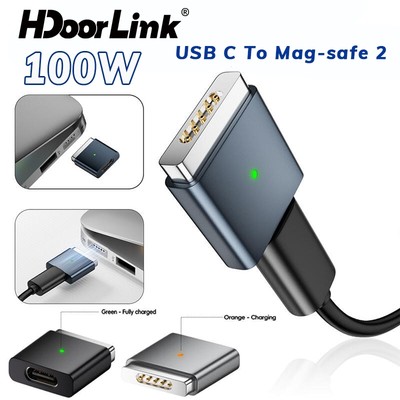 Bộ chuyển đổi sạc HdoorLink Type C sang từ tính 2 cho M-a-c-Book Pro Air A1466 A1502 A1398 A1286 PD100w Dây nguồn sạc
