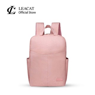 Balo đi học LEACAT màu hồng macaron chống nước và chống sốc thích hợp với laptop 13 14 15.6 inch sành điệu cho nữ