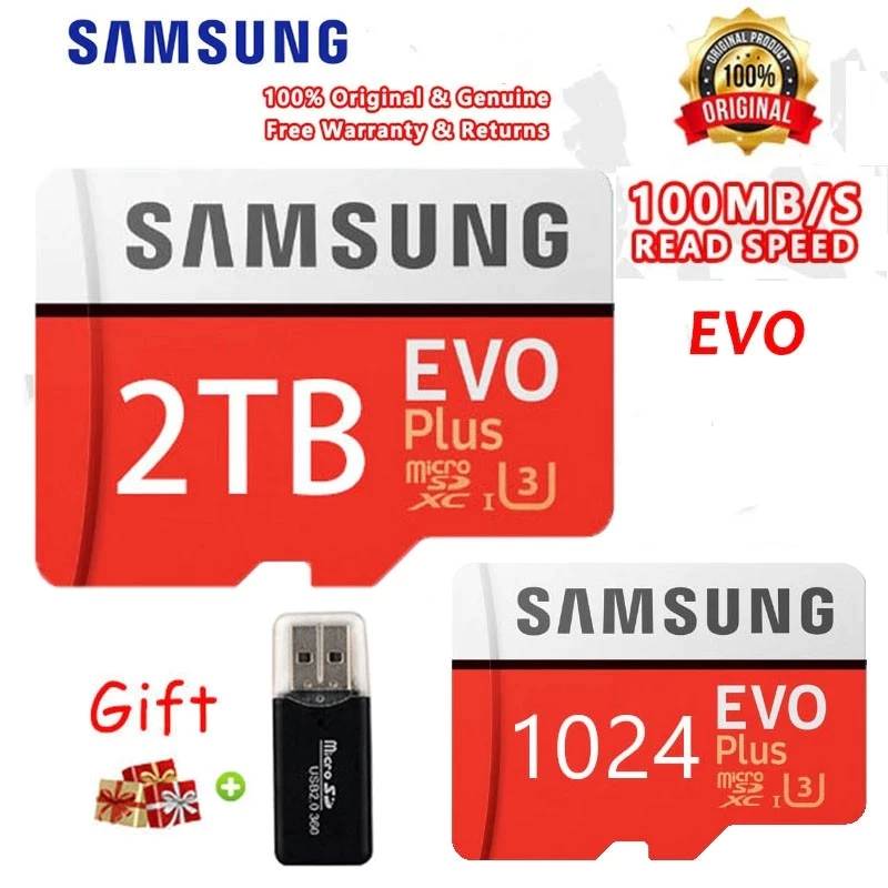 Thẻ nhớ Samsung EVO plus 2TB chính hãng Thẻ nhớ 1tb micro sd 521G✈ Thẻ nhớ Sd tốc độ cao Máy tính bả