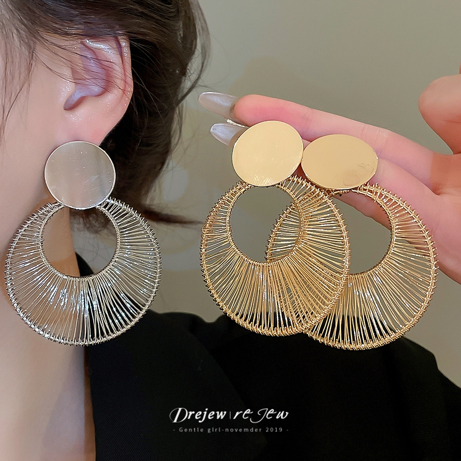 Bông tai vòng dệt dây style drejew boho, vàng và bạc cổ điển - Thời trang mỗi ngày