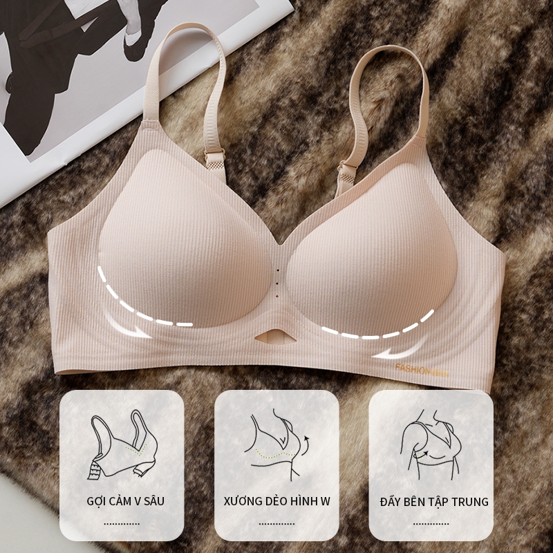 Qiaiaiti Áo Ngực Không Dây Gân Đẩy Up Hỗ Trợ Mềm Mại Cho Nữ(955)