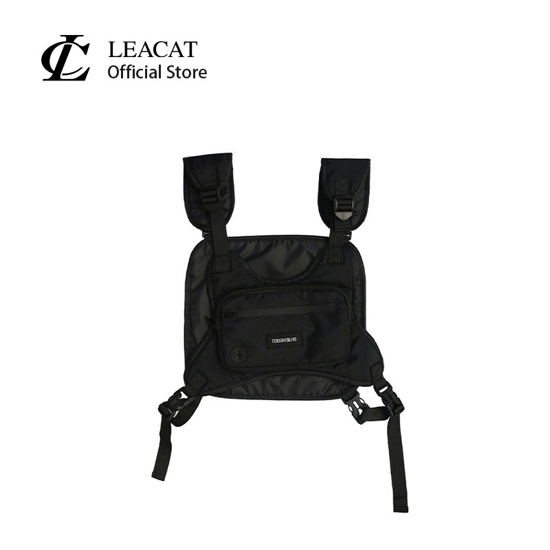 Túi đeo trước ngực LEACAT phong cách hip hop thời trang dạo phố có ngăn chứa lớn thiết kế giản dị tiện lợi cho nam và nữ