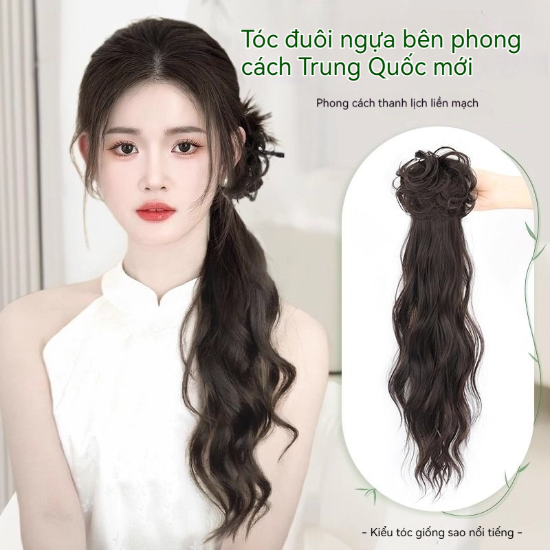 Tóc Giả Nữ Cao Cấp Dài Đuôi Ngựa Bun Đầu Xoăn Tự Nhiên 2026 Siêu Thật Nhẹ Nhàng Không Hại Tóc Phong Cách Trung Hoa Mới