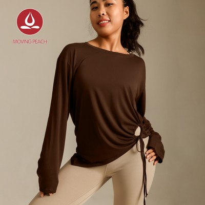 Moving Peach - Áo Yoga Tay Dài Cho Phụ Nữ, Thiết Kế Vai Thể Thao Có Dây Điều Chỉnh, Phù Hợp Tập Luyện Và Mặc Hàng Ngày