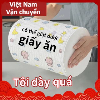 Nhà bếp dùng một lần Khăn rửa chén hấp thụ dầu đa năng cuộn giấy hấp thụ dầu lười lau giẻ lau bộ đồ ăn có thể giặt được Khăn rửa chén (màu ngẫu nhiên)
