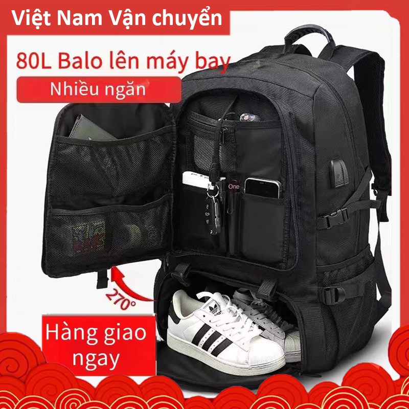 COD 50-80L Balo du lịch nam đựng quần áo balo đựng laptop 17 inch chống thấm nước balo leo núi đa năng