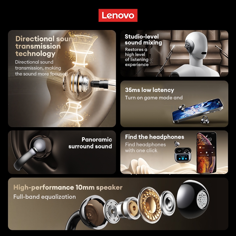 Tai nghe Bluetooth Lenovo RS107 Không dây Tuổi thọ pin dài Khử tiếng ồn Chất lượng âm thanh HIFI Âm thanh toàn cảnh Màn hình cảm ứng LCD | BigBuy360 - bigbuy360.vn