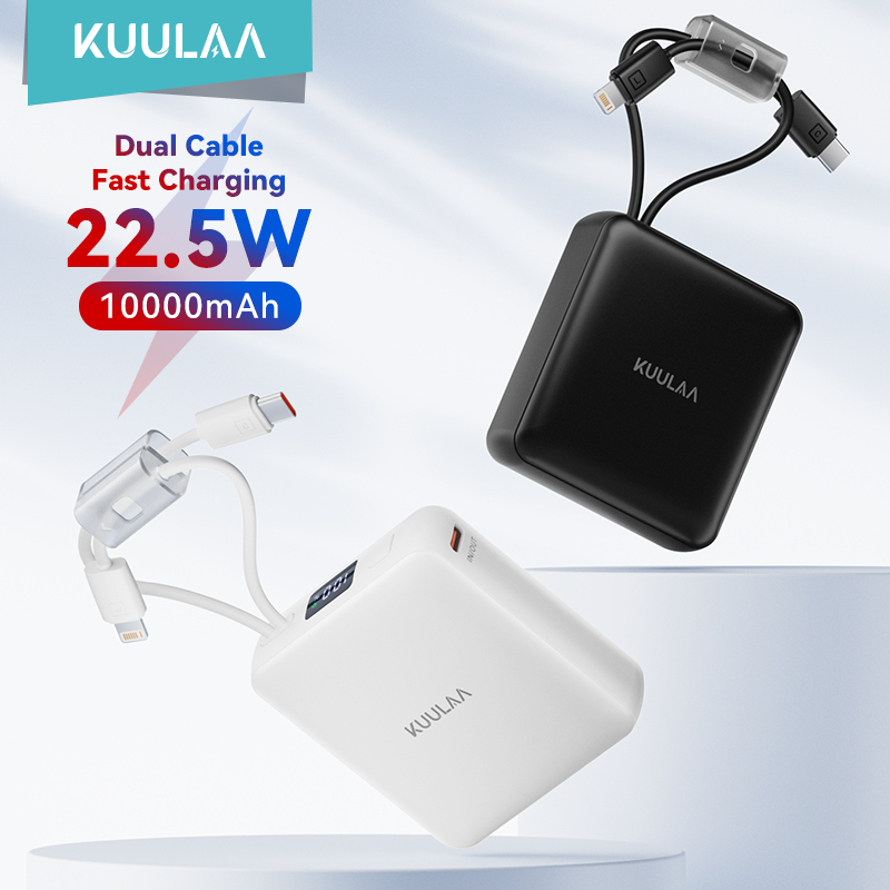 Kuulaa Pin Sạc Dự Phòng 22.5w 10000mah pd Hai Dây Cho iphone 15 14 13 12 huawei xiaomi samsung