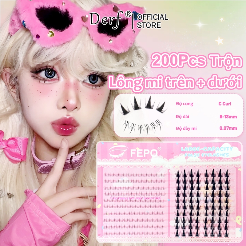 Lông mi giả nhiều loại 20 hàng FEPO mi lông thỏ tự nhiên mi giả tách sợi có thể tái sử dụng 12mm | BigBuy360 - bigbuy360.vn