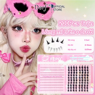  Lông mi giả nhiều loại 20 hàng FEPO mi lông thỏ tự nhiên mi giả tách sợi có thể tái sử dụng 12mm 