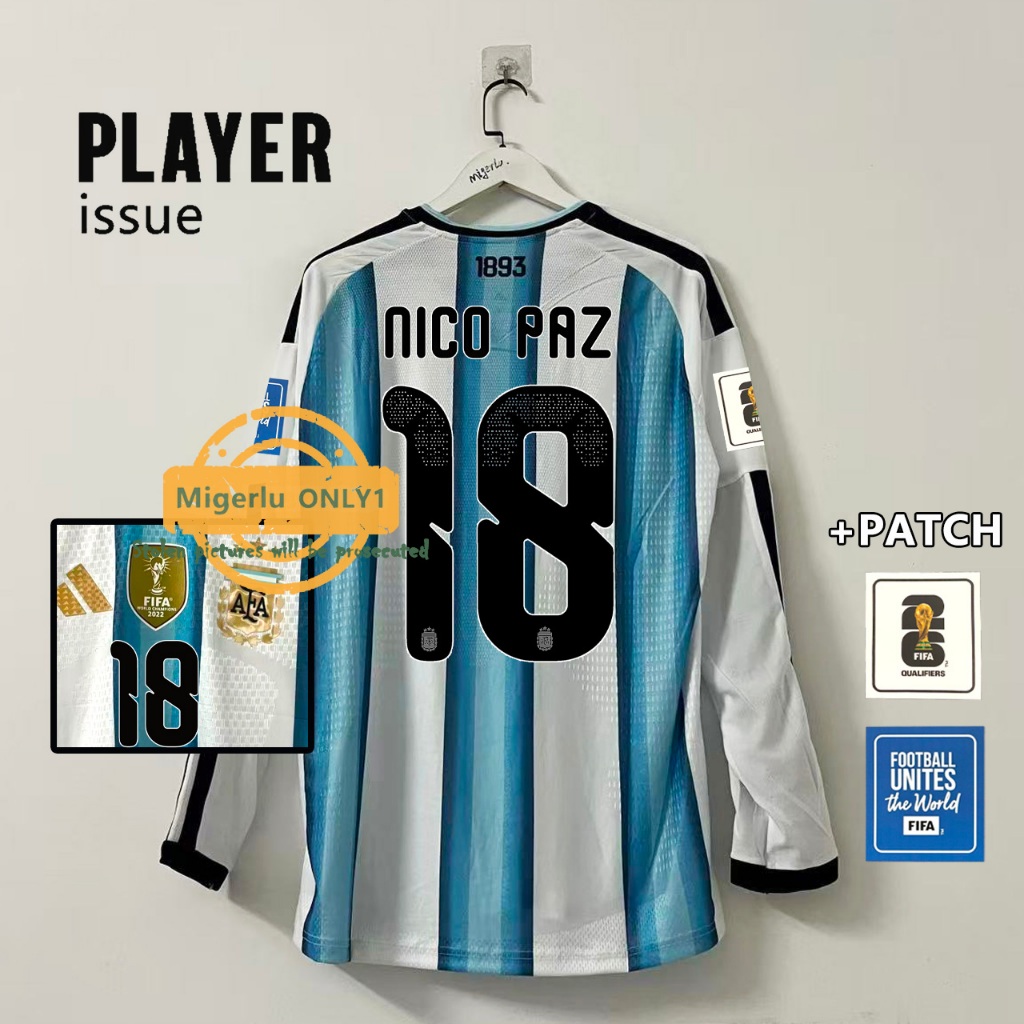 25 / 26 ARGENTINA HOME PLAYER VẤN ĐỀ DÀI TAY JERSEY S-2XL