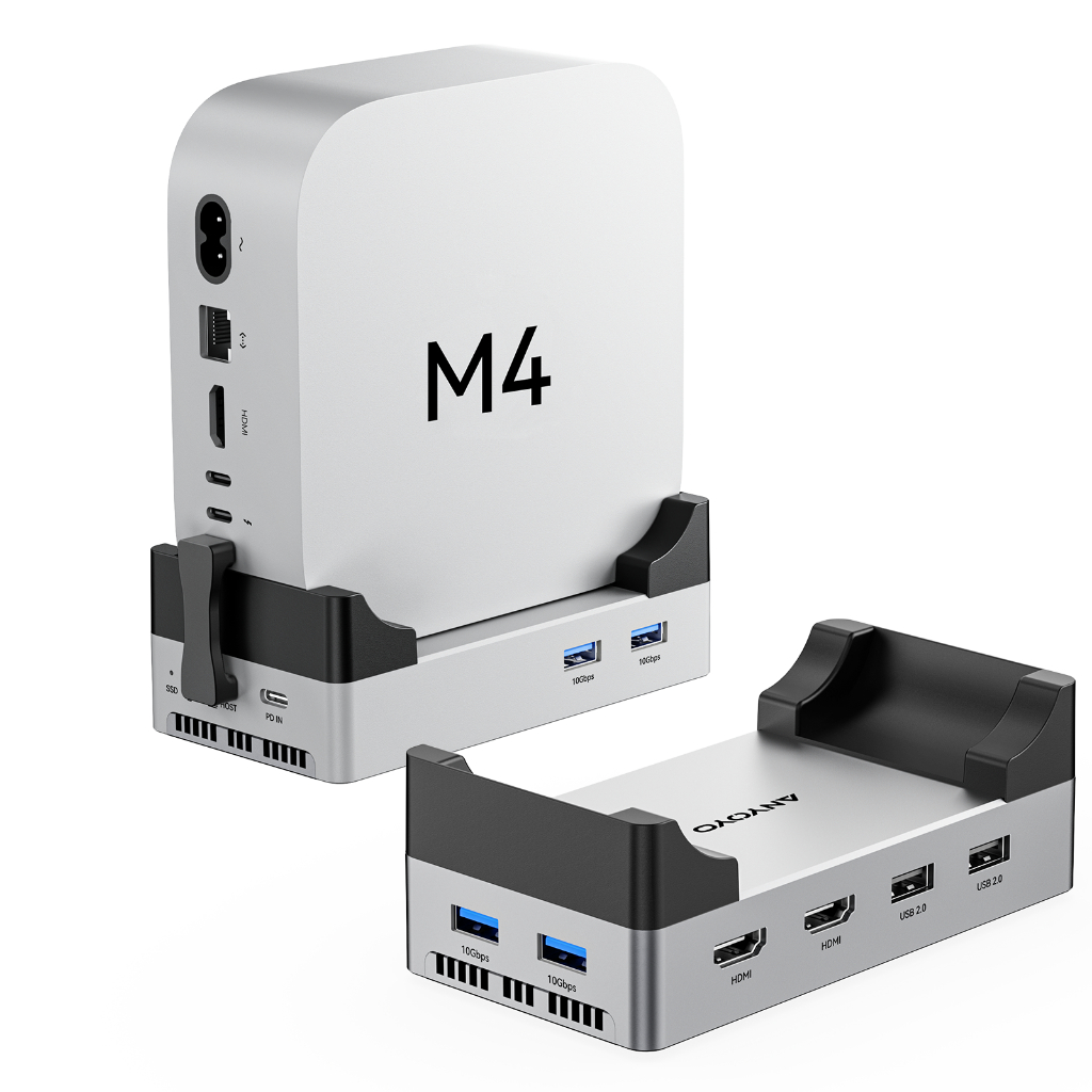 ACASIS Mac Mini M4 Workstation Khe cắm SSD đơn 10Gpbs Trạm nối 8 trong 1 Hub USB-C với 2xDP, SD / TF