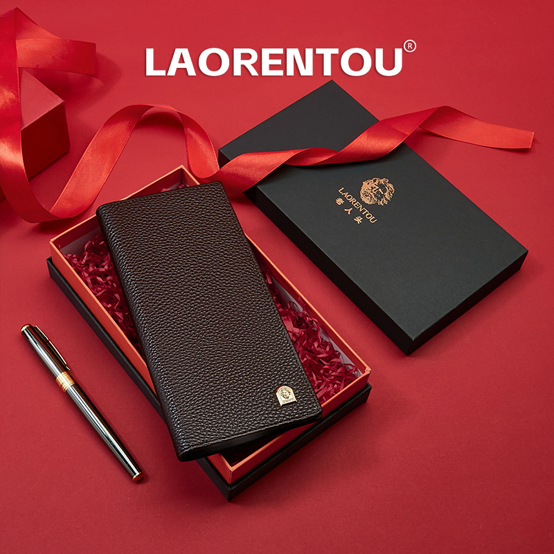LAORENTOU Ví Dài Da Thật Sang Trọng Nam Thương Mại - Nhiều Khe Thẻ, Ngăn Chia Phong Phú