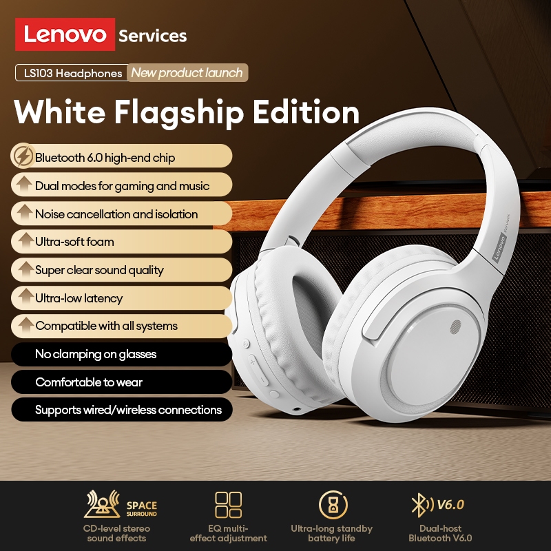 Tai nghe Bluetooth Lenovo ls103 Khử tiếng ồn Tuổi thọ pin dài thông minh có micrô V6.0 | BigBuy360 - bigbuy360.vn