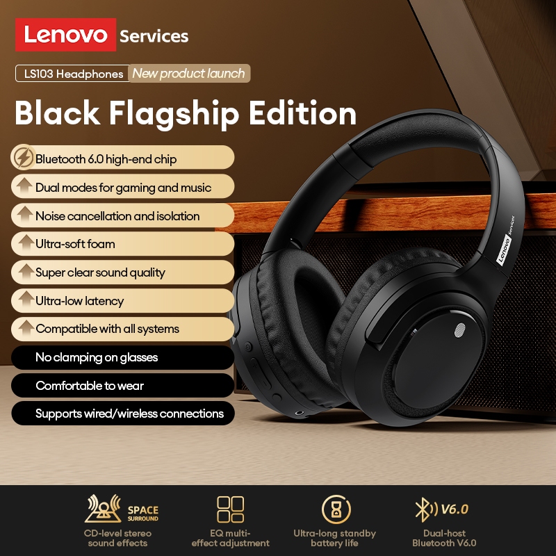 Tai nghe Bluetooth Lenovo ls103 Khử tiếng ồn Tuổi thọ pin dài thông minh có micrô V6.0 | BigBuy360 - bigbuy360.vn