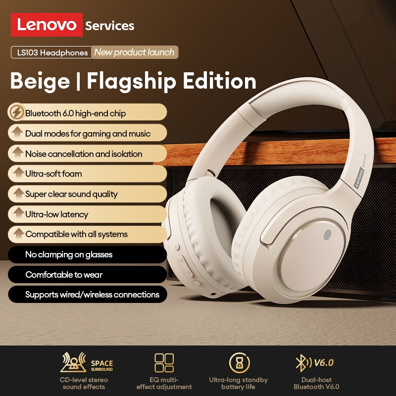 Tai nghe Bluetooth Lenovo ls103 Khử tiếng ồn Tuổi thọ pin dài thông minh có micrô V6.0 | BigBuy360 - bigbuy360.vn