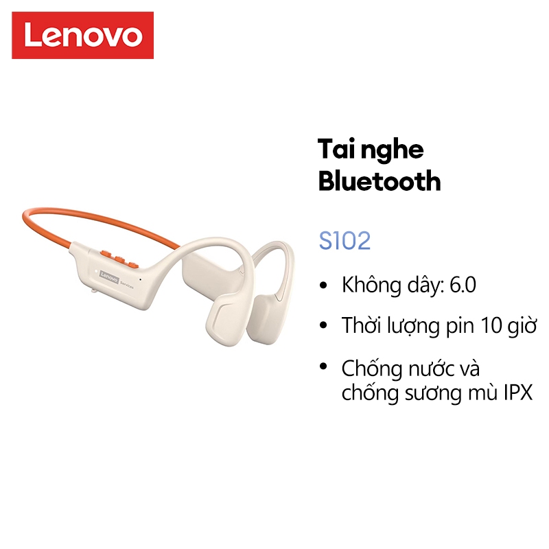 Tai nghe Bluetooth dẫn truyền xương Lenovo S102 Tai nghe IPX6 Âm nhạc thể thao chống nước