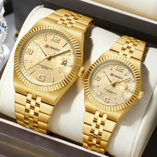 Đồng hồ cặp đôi CURREN MỚI Thương hiệu chính hãng Con trỏ phát sáng bằng thép không gỉ Thời trang Công sở Thể thao Thạch anh chống nước 8498