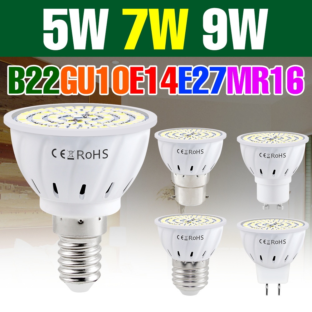 Bóng đèn LED 9W E26 / E27 MR16 Đèn chiếu sáng 220V Bóng đèn âm trần GU10 Đèn nến GU5.3 Đèn chùm E14 Phòng ngủ Phòng khách Nhà bếp Không nhấp nháy Tiết kiệm năng lượng Chiếu sáng B22 Trắng mát / ấm