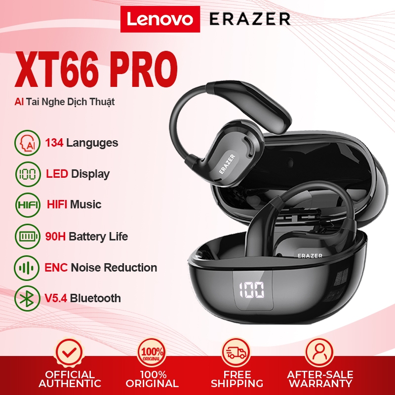 Lenovo ERAZER XT66 PRO AI Tai nghe dịch thuật LED Màn hình Tai nghe Bluetooth V5.4 Âm nhạc HIFI ASMR