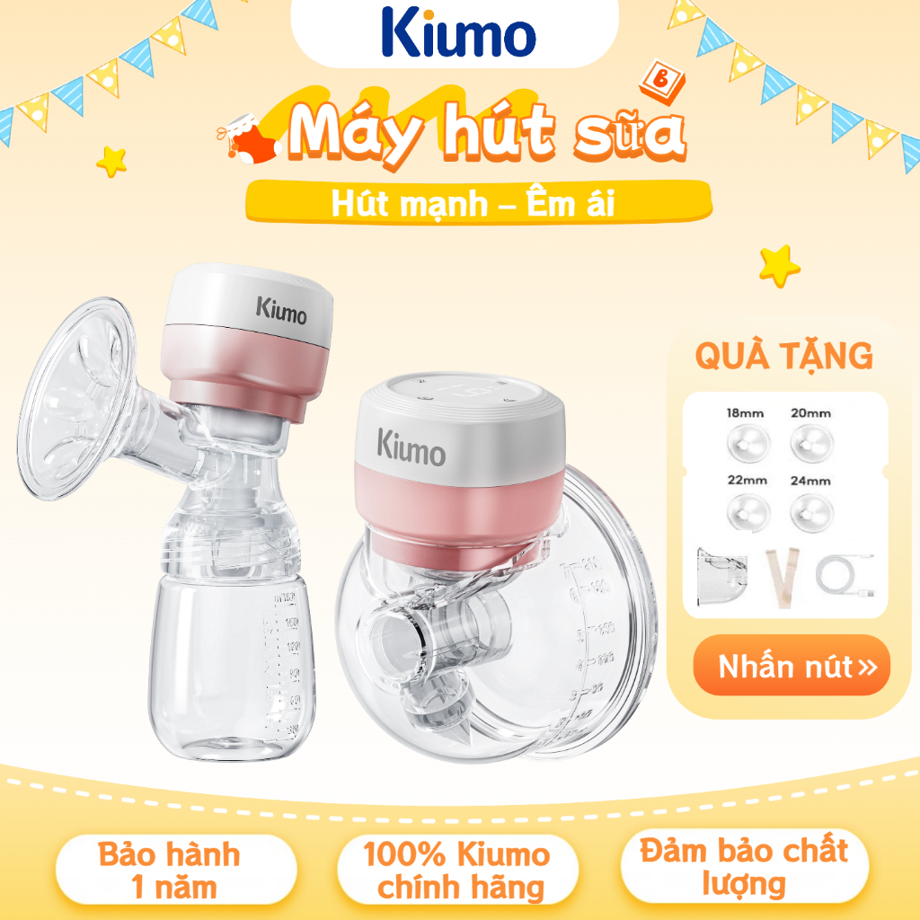 KIUMO Máy Hút Sữa Đơn Không Dây, Máy Hút Sữa Rảnh Tay 9/15 Cấp Độ Matxa, Kích Thích Sữa Cực Kỳ Tiện 