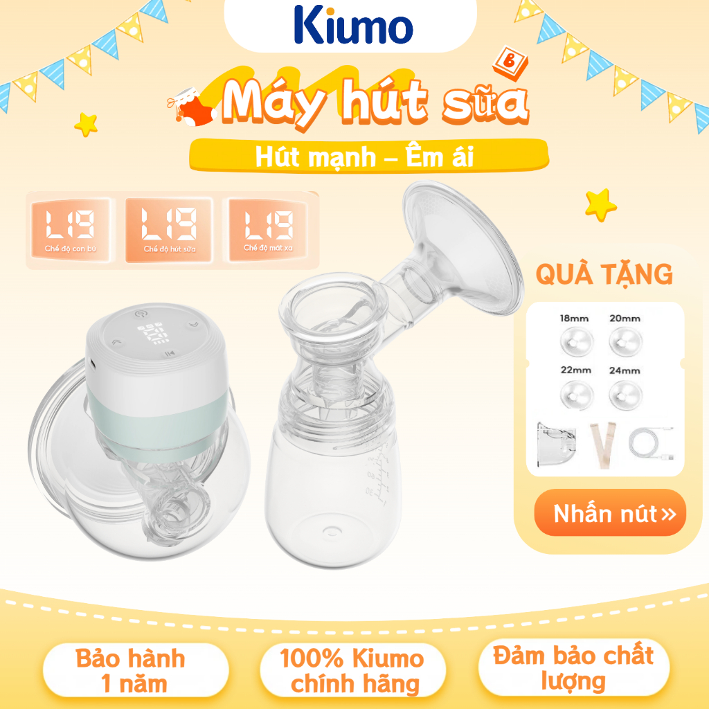 【2-IN-1】Kiumo Đôi Rảnh Tay Máy Hút Sữa Không Dây Máy Hút Sữa Đa Chức Năng Im Lặng Song Phương Máy Hú